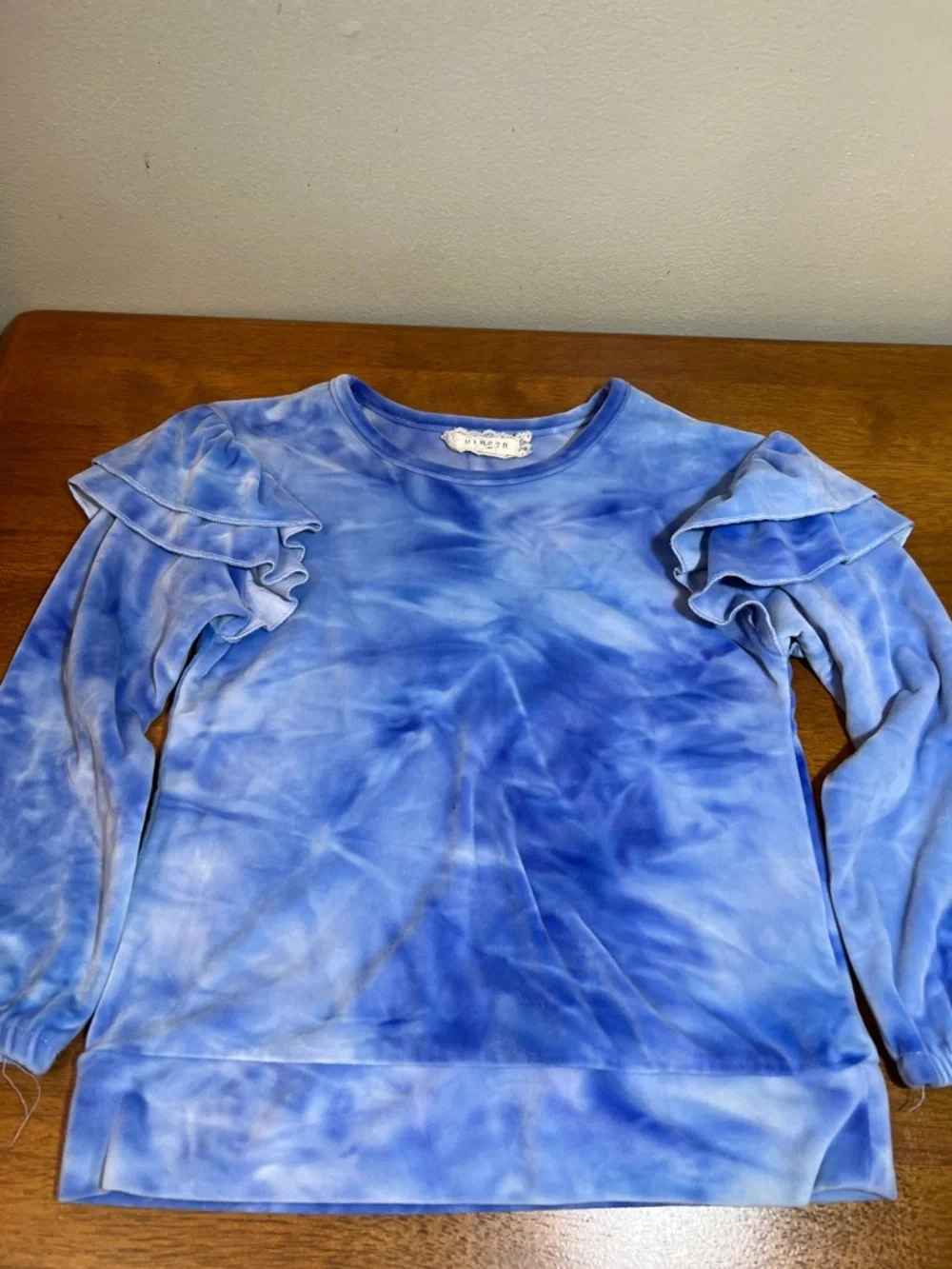 btween Blue Tie-Dye Velour matching pants set Size 7 - Picture 3 of 4